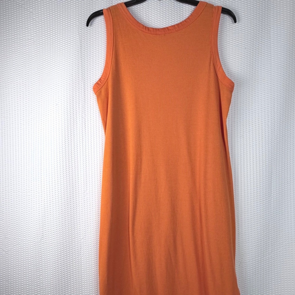 It's Orange Ribbed Sleeveless Scoop Neck Midi Tank Dress with Side Slit Size 2X - Picture 4 of 8